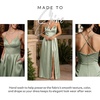 image:imageDavids Bridal Bridesmaid Dresses  The Edit by DB Studio Satin Empire Waist Ball Gown for Women in FullLengthDusty Sage