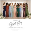 image:imageDavids Bridal Chiffon Spaghetti Strap ALine Dress with SlitJuniper
