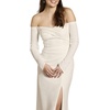 image:imageDavids Bridal Crepe Twist Bodice Long Sleeve Wedding DressSoft White