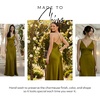 image:imageDavids Bridal The Edit Studio Charmeuse Plunge Seamed Slim A Line DressGreen