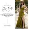 image:imageDavids Bridal The Edit Studio Charmeuse Plunge Seamed Slim A Line DressGreen
