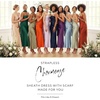 image:imageDavids Bridal The Edit by DB Studio Strapless Charmeuse Sheath Dress with ScarfDusty Sage