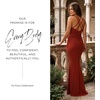 image:imageDavids Bridal Wedding Guest Dress  Jersey Cowl Neck Cross Back SheathCinnamon