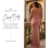 image:imageDavids Bridal Wedding Guest Dress  Jersey Cowl Neck Cross Back SheathDesert Coral