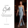 image:imageDavids Bridal Wedding Guest Dress  Jersey Cowl Neck Cross Back SheathDusty Blue