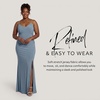 image:imageDavids Bridal Wedding Guest Dress  Jersey Cowl Neck Cross Back SheathDusty Blue