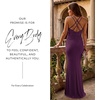 image:imageDavids Bridal Wedding Guest Dress  Jersey Cowl Neck Cross Back SheathPlum