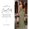 image:imageDavids Elegant Crepe Sculpted Neckline Sheath Maxi Gown Sleeveless Silhouette with High Slit Tailored Back ZipperEucalyptus