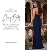 image:imageDavids Elegant Crepe Sculpted Neckline Sheath Maxi Gown Sleeveless Silhouette with High Slit Tailored Back ZipperMarine
