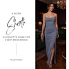 image:imageDavids Elegant Crepe Sculpted Neckline Sheath Maxi Gown Sleeveless Silhouette with High Slit Tailored Back ZipperSteel Blue