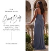 image:imageDavids Elegant Crepe Sculpted Neckline Sheath Maxi Gown Sleeveless Silhouette with High Slit Tailored Back ZipperSteel Blue