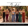 image:imageDavids Elegant Crepe Sculpted Neckline Sheath Maxi Gown Sleeveless Silhouette with High Slit Tailored Back ZipperSteel Blue