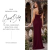 image:imageDavids Elegant Crepe Sculpted Neckline Sheath Maxi Gown Sleeveless Silhouette with High Slit Tailored Back ZipperWine