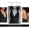 image:imageThe Edit by DB Studio Plunging Halter Metallic Mini Dress Sparkly Cocktail and Party Style for WomenMulti