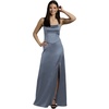 image:imageDavids Bridal Stretch Satin Basque Waist Sheath DressSteel Blue