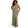 image:imageDavids Elegant Crepe Sculpted Neckline Sheath Maxi Gown Sleeveless Silhouette with High Slit Tailored Back ZipperEucalyptus