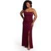 image:imageDavids Elegant Crepe Sculpted Neckline Sheath Maxi Gown Sleeveless Silhouette with High Slit Tailored Back ZipperWine