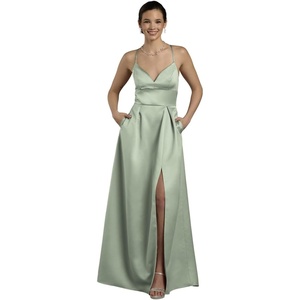 image:imageDavids Bridal Bridesmaid Dresses  The Edit by DB Studio Satin Empire Waist Ball Gown for Women in FullLengthDusty Sage