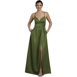 image:imageDavids Bridal Bridesmaid Dresses  The Edit by DB Studio Satin Empire Waist Ball Gown for Women in FullLengthMartini Olive
