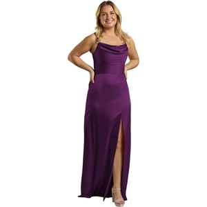 image:imageDavids Bridal Charmeuse Cowl Neck Sheath Dress with SlitPlum