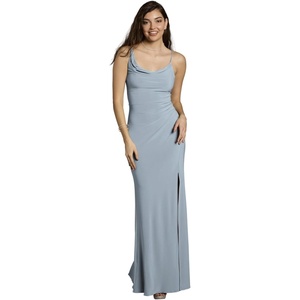 image:imageDavids Bridal Jersey Sheath Dress with Asymmetrical StrapsDusty Blue