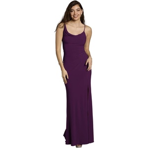 image:imageDavids Bridal Jersey Sheath Dress with Asymmetrical StrapsPlum