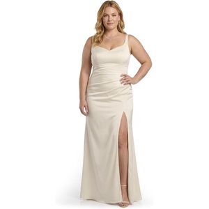 image:imageDavids Bridal Matte Satin Draped Sheath Tank Wedding DressSoft White