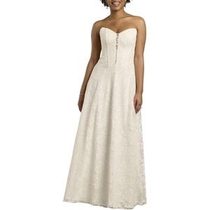 image:imageDavids Bridal Strapless Lace ALine Corset Wedding DressIvory