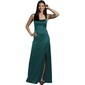 image:imageDavids Bridal Stretch Satin Basque Waist Sheath DressGem