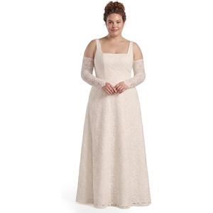 image:imageDavids Bridal Tank Square Neck Lace ALine Wedding DressSoft White