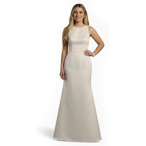 image:imageDavids Bridal The Edit High Neck Satin Bow Back Mermaid Wedding DressSoft White