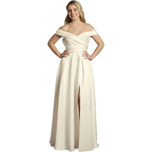 image:imageDavids Bridal The Edit Off Shoulder Satin Ball Gown Wedding Dress in IvoryIvory