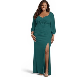image:imageDavids Bridal The Edit Studio Mesh Billow Sleeve Sheath Dress Elegant Formal Dress for Wedding GuestGem
