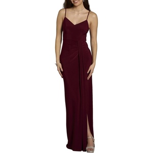 image:imageDavids Bridal The Edit by DB Studio Jersey VNeck Ruched Sheath DressWine