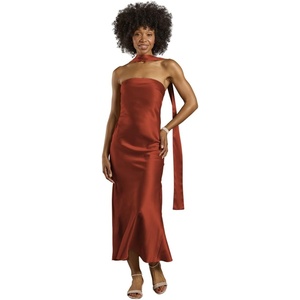 image:imageDavids Bridal The Edit by DB Studio Strapless Charmeuse Sheath Dress with ScarfCinnamon