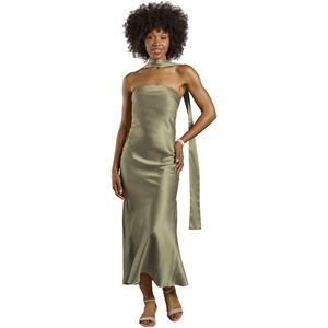 image:imageDavids Bridal The Edit by DB Studio Strapless Charmeuse Sheath Dress with ScarfEucalyptus