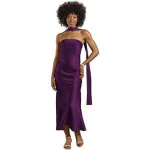 image:imageDavids Bridal The Edit by DB Studio Strapless Charmeuse Sheath Dress with ScarfPlum