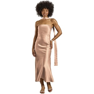 image:imageDavids Bridal The Edit by DB Studio Strapless Charmeuse Sheath Dress with ScarfSand