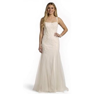 image:imageDavids Bridal Tulle Lace Applique Corset Mermaid Wedding DressIvory