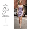image:imageDavids Bridal The Edit Studio Sculpting Satin Ruched Mini Dress Double Spaghetti Strap Sleeveless Cocktail Dress for WomenIris