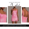 image:imageDavids Bridal The Edit Studio Sequin Square Neck Iridescent Mini Dress Sparkly Cocktail and Party Dress for WomenHot Pink