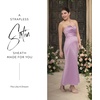 image:imageDavids Bridal The Edit Studio Strapless Satin Notch Neckline Sheath Dress in Bouquet Elegant Cocktail Dress for WeddingsBouquet