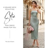 image:imageDavids Bridal The Edit by DB Studio Square Neck Sculpting Satin Midi Dress Cocktail and Wedding Guest Dress for WomenDusty Sage