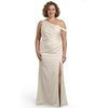 image:imageDavids Bridal Asymmetrical OfftheShoulder Matte Satin Sheath DressSoft White