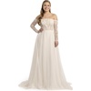 image:imageDavids Bridal OffTheShoulder Tulle Corset ALine Wedding DressSoft White
