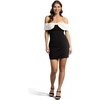 image:imageDavids Bridal The Edit Studio OffTheShoulder Crepe Mini Dress with Bow Detail Short Wedding DressBlack  White