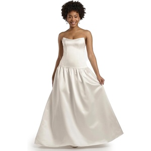 image:imageDavids Bridal Drop Waist Satin ALine Wedding DressSoft White