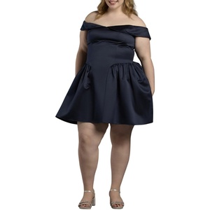 image:imageDavids Bridal OffTheShoulder Drop Waist ALine Mini DressMarine