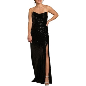 image:imageDavids Bridal Sculpted Strapless Neckline Sequin Sheath DressBlack
