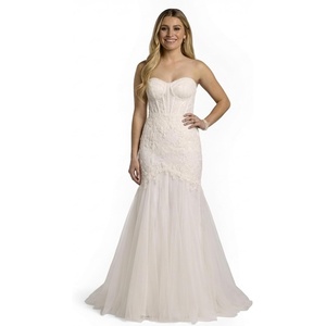 image:imageDavids Bridal Strapless Beaded Lace Mermaid Wedding DressSoft White